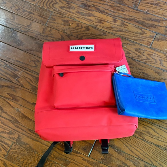 Hunter Handbags - Hunter Red Backpack with Detachable Blue Pouch